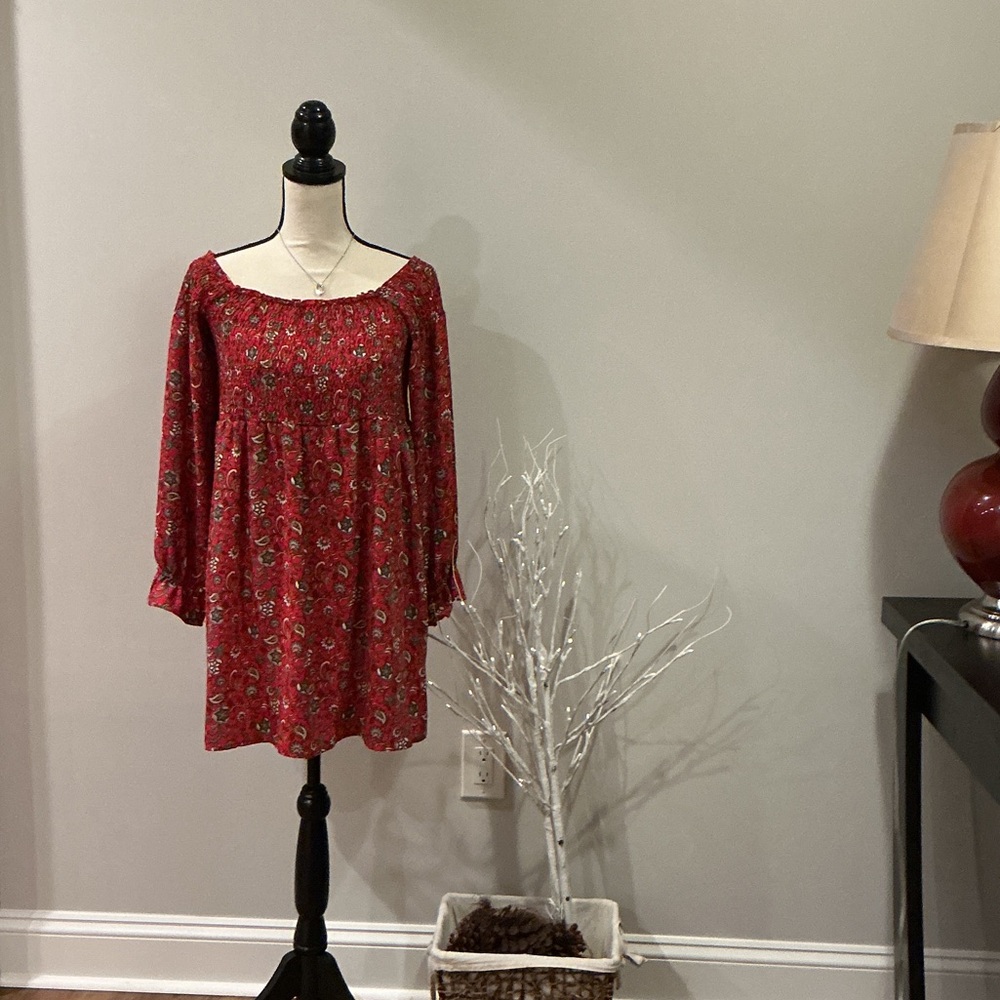 BeBop Red Floral Off-Shoulder Mini Dress